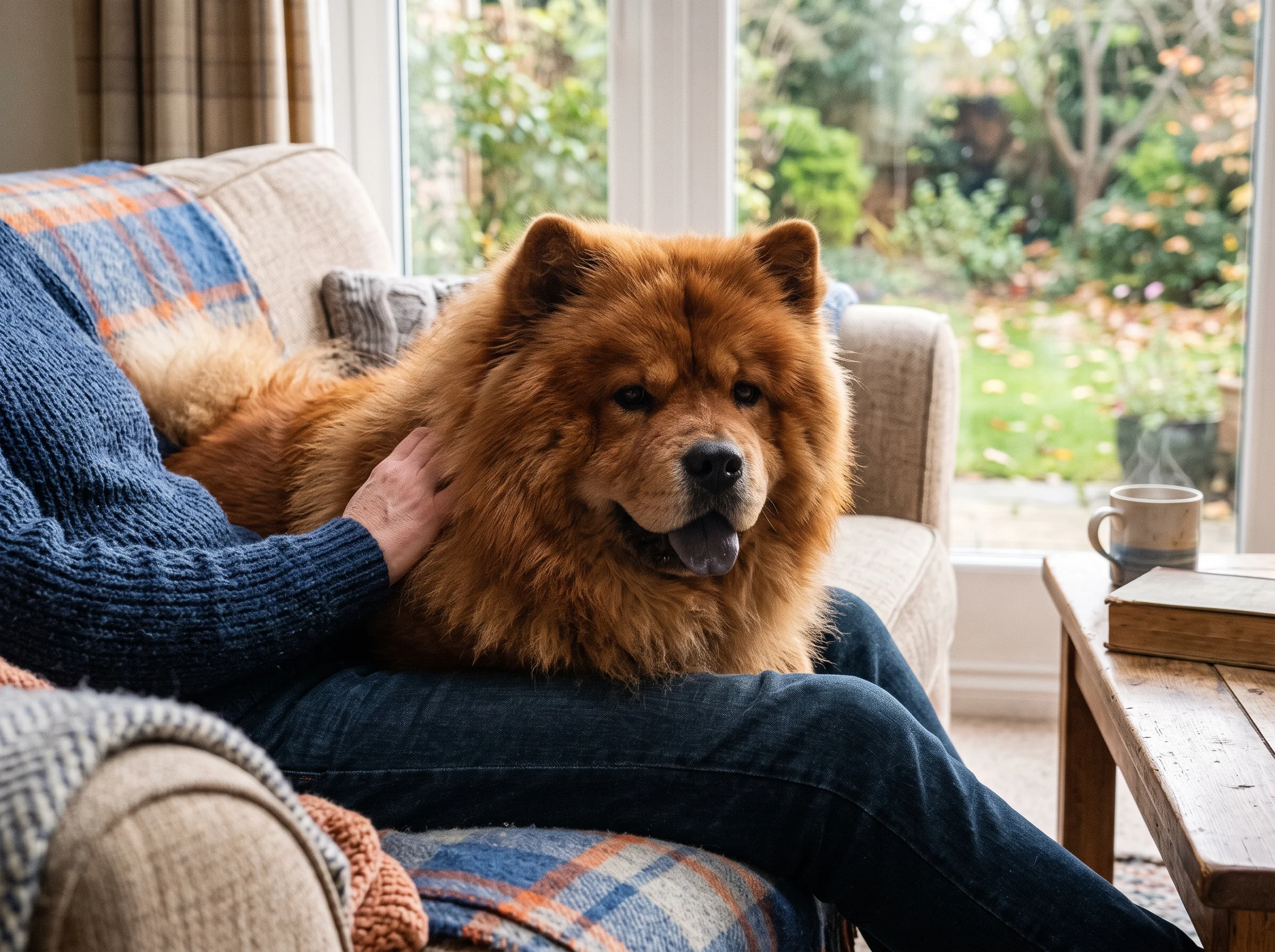 Chow Chow mit Besitzer