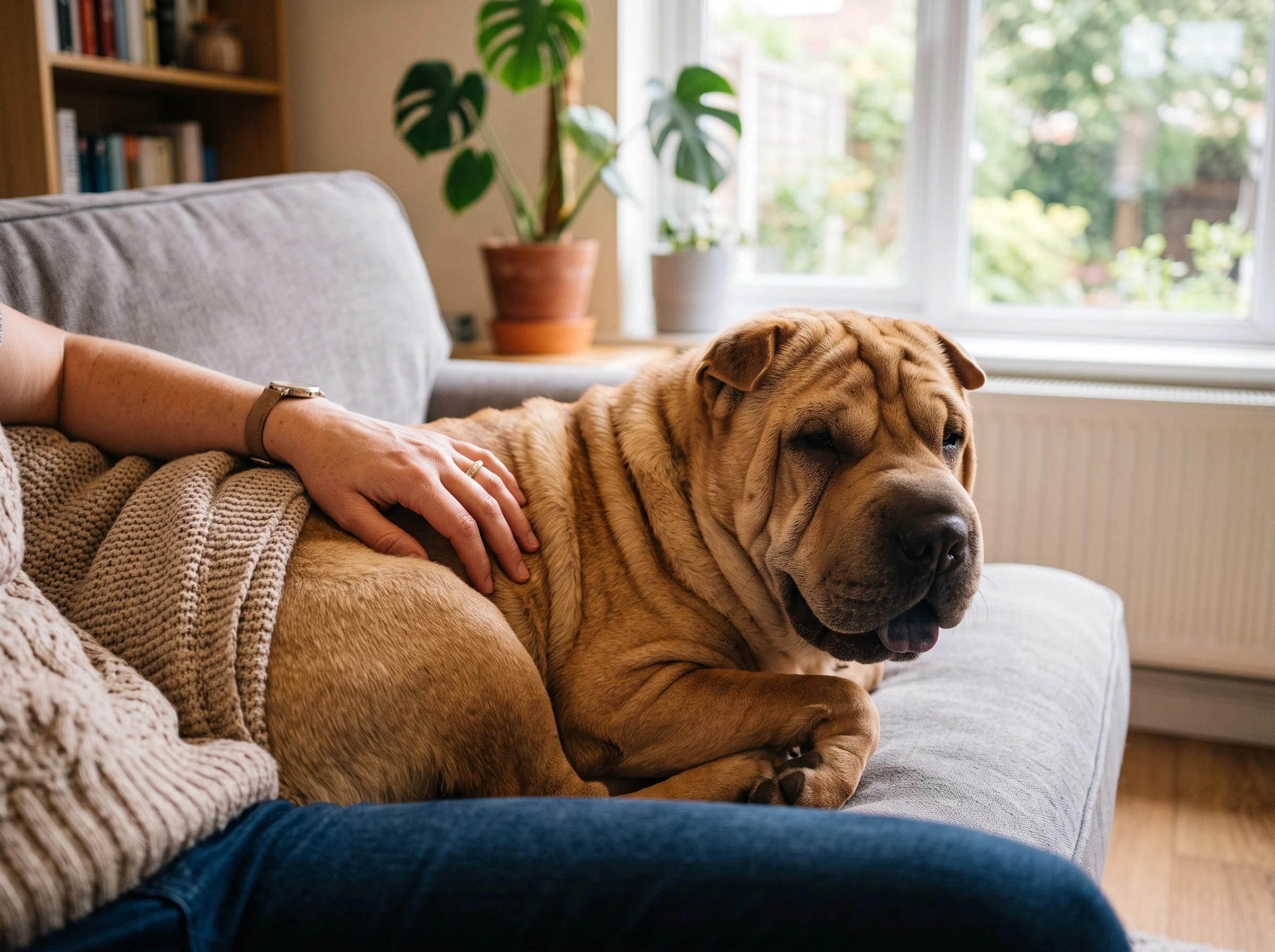 Shar Pei mit Besitzer