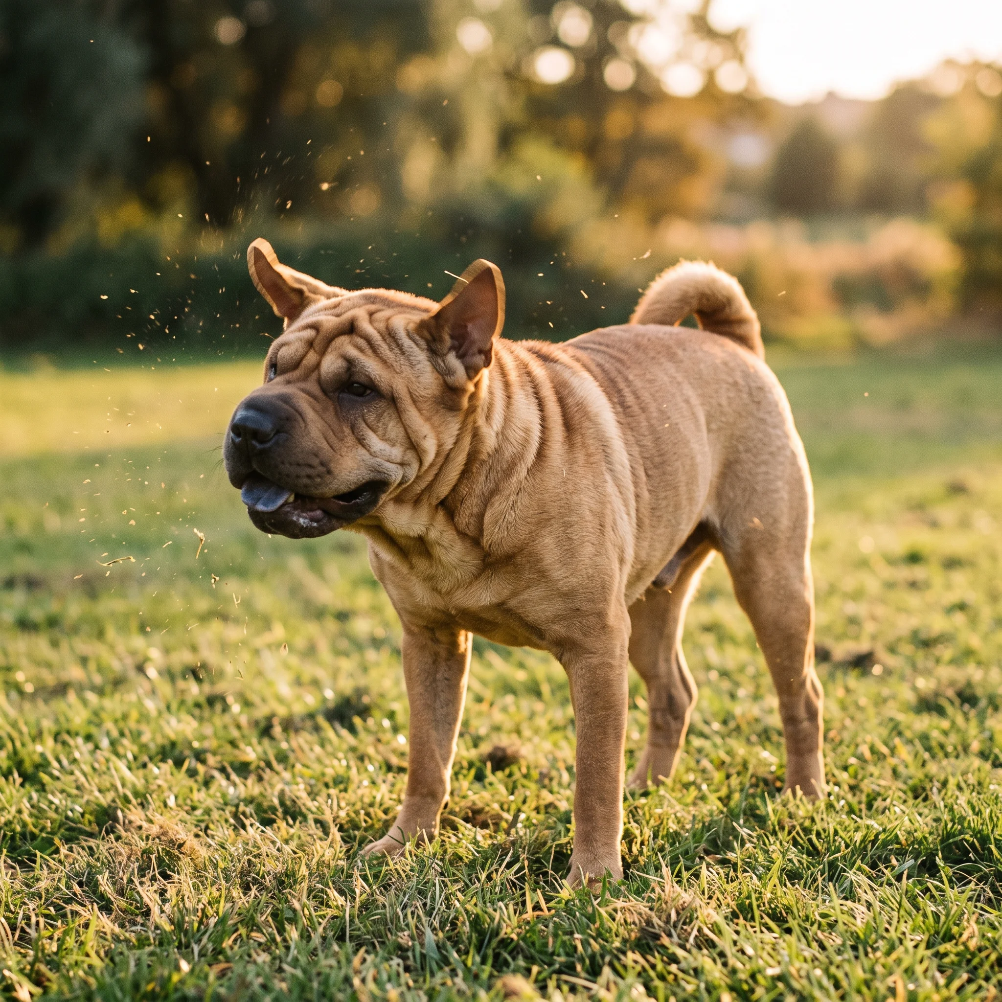 Shar Pei In den Falten brennt die Haut